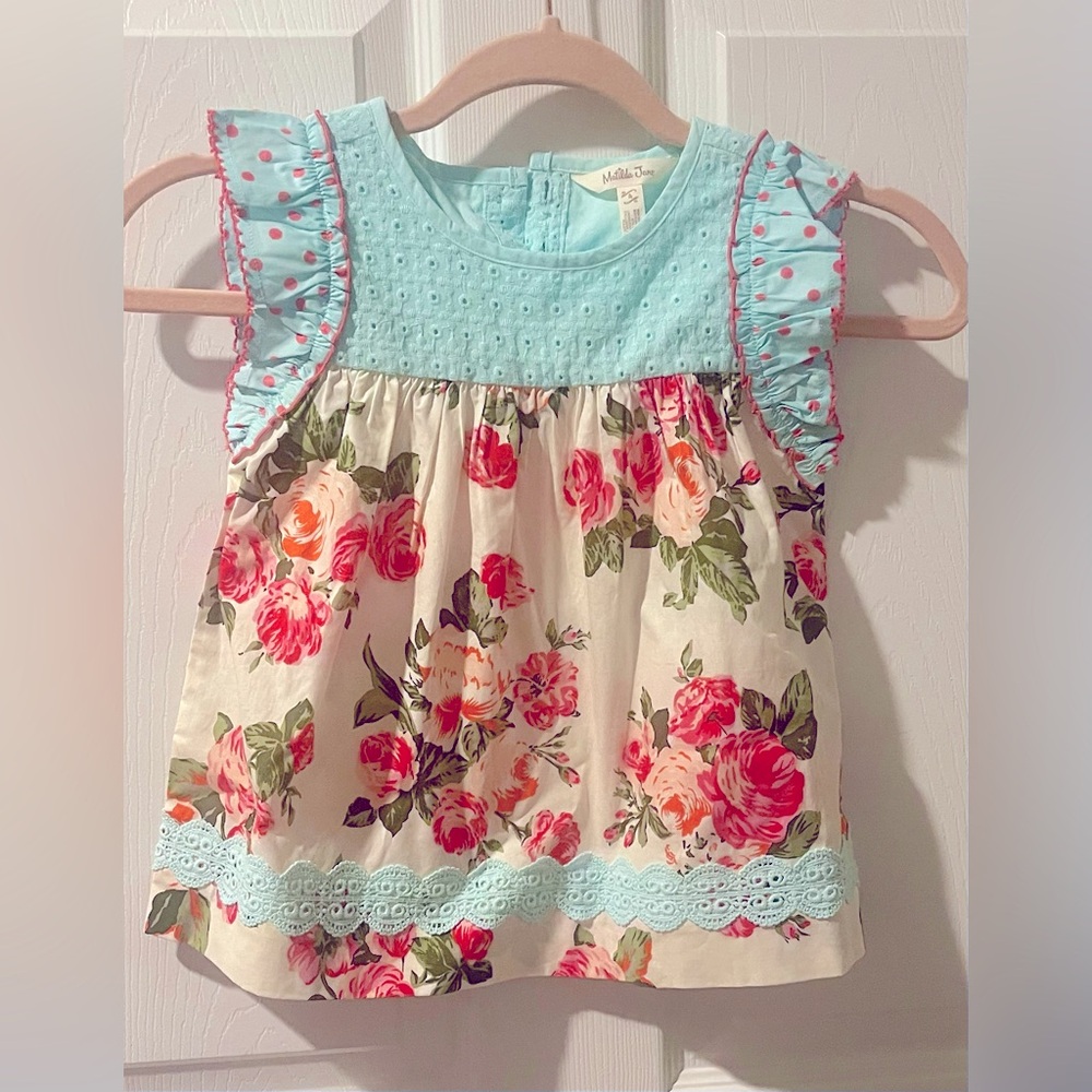 Matilda Jane top girls size 4 blue floral